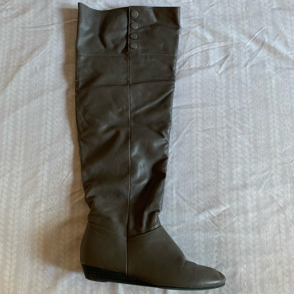 Grey Knee High Boot